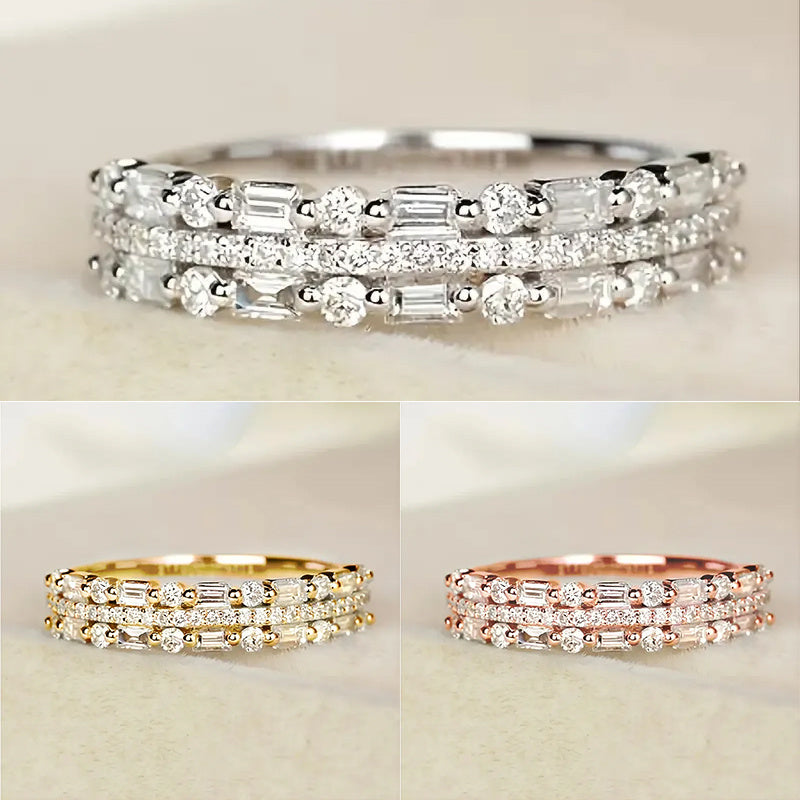 Anello multistrato a tre strati con montatura a cerchio sottile per donna. - Ciondolandia