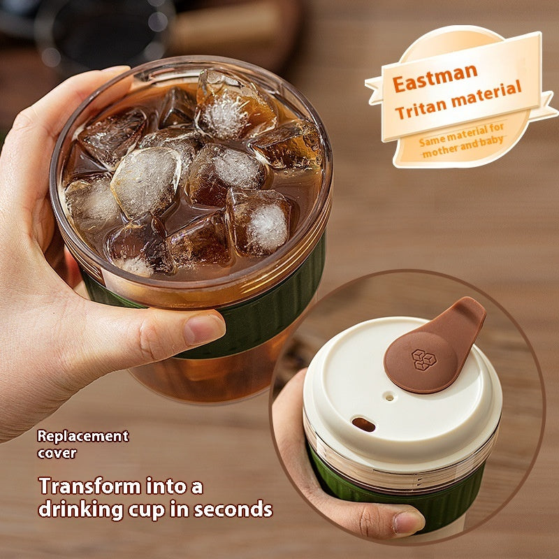 Tazza da caffè freddo da 500 ml con vaschetta per cubetti di ghiaccio, a prova di perdite