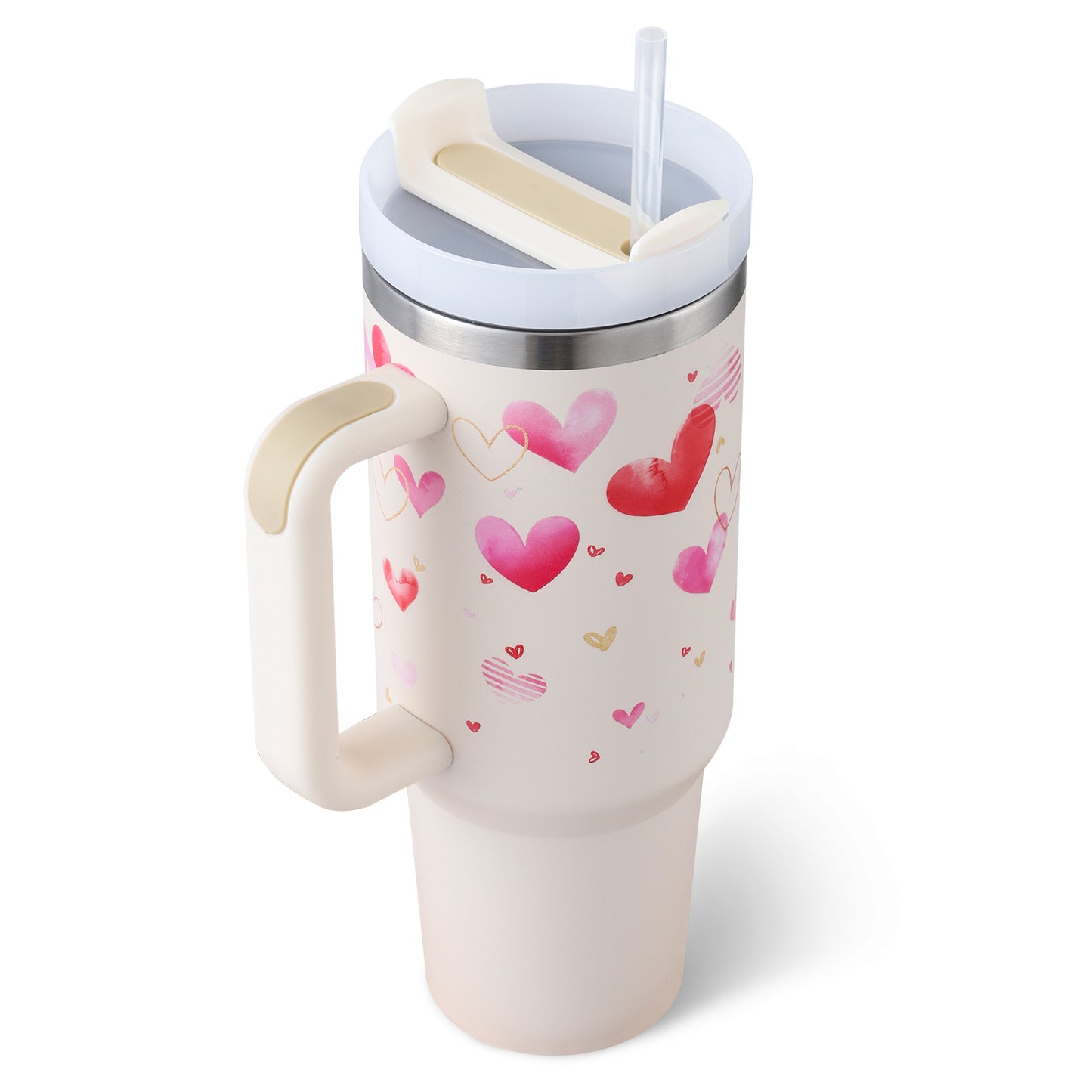 Tazza termica da 1200ml con manico, cannuccia, isolato, in acciaio inossidabile,