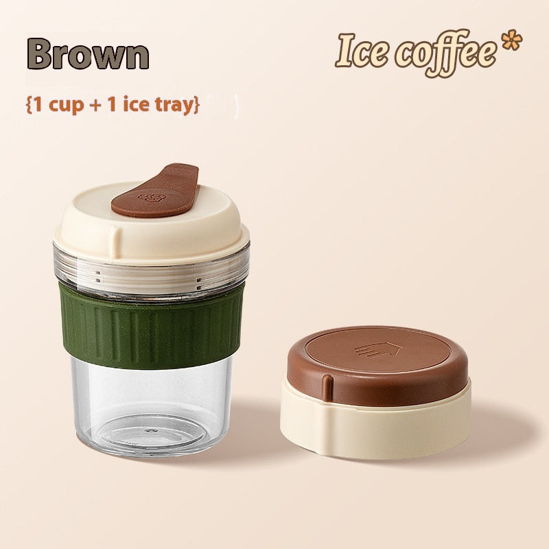 Tazza da caffè freddo da 500 ml con vaschetta per cubetti di ghiaccio, a prova di perdite