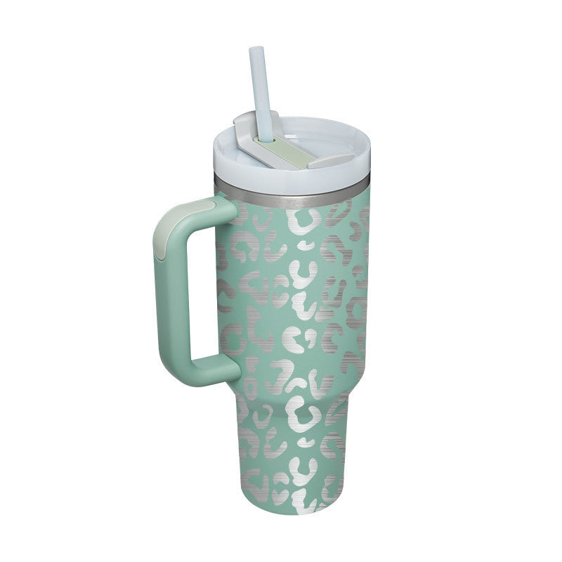 Tazza termica da 1200ml con manico, cannuccia, isolato, in acciaio inossidabile,