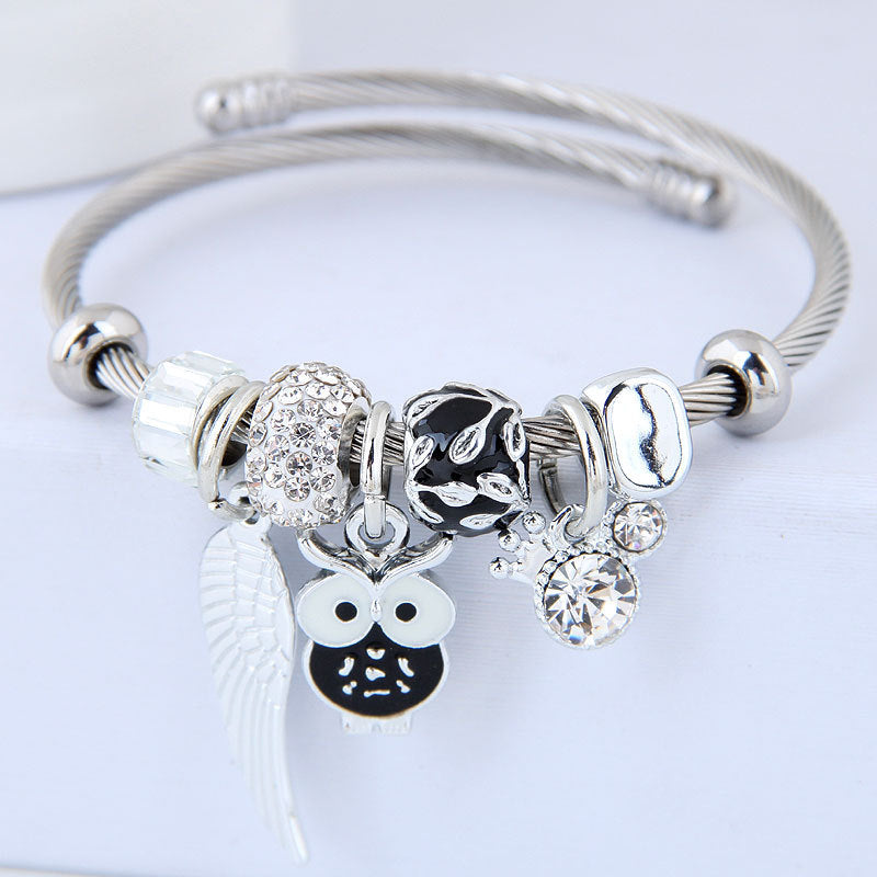 Bracciale in acciaio inossidabile con ciondolo a forma di ali d'angelo con perline fai da te - Ciondolandia