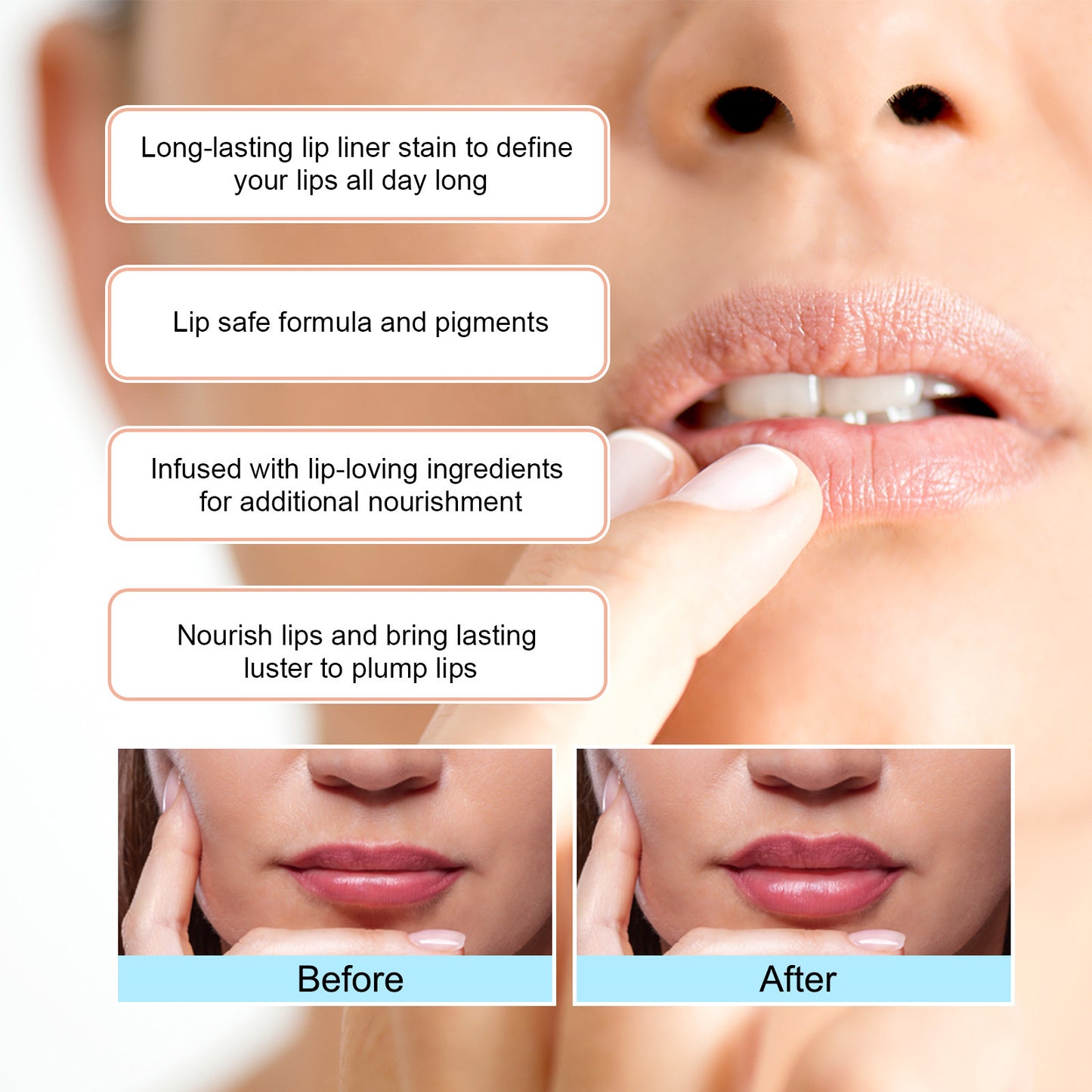 Waterproof lip contour tattoo