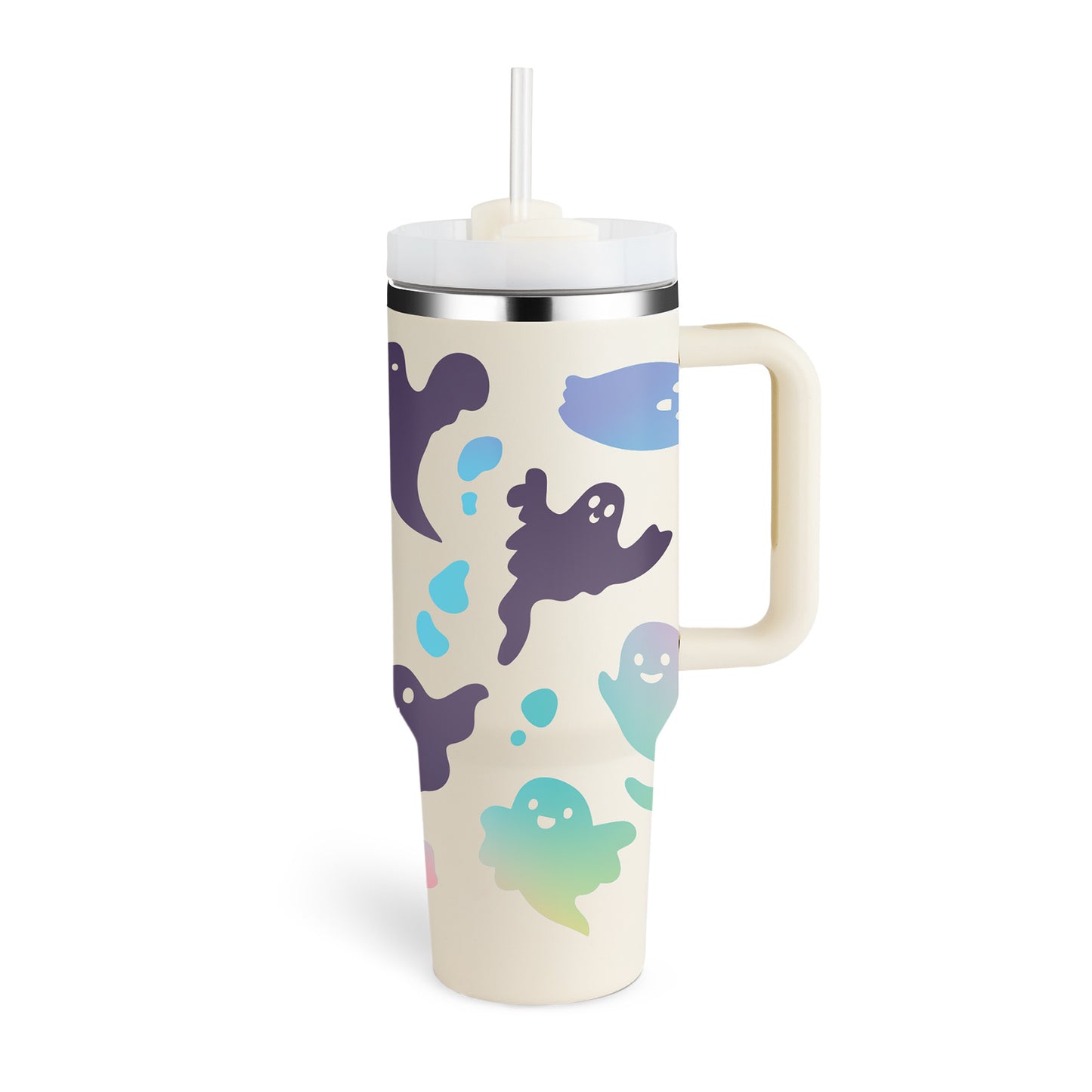 Tazza termica da 1200ml con manico, cannuccia, isolato, in acciaio inossidabile,