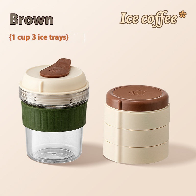Tazza da caffè freddo da 500 ml con vaschetta per cubetti di ghiaccio, a prova di perdite