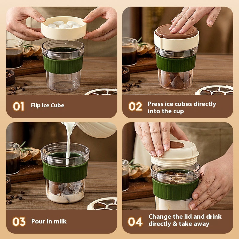 Tazza da caffè freddo da 500 ml con vaschetta per cubetti di ghiaccio, a prova di perdite