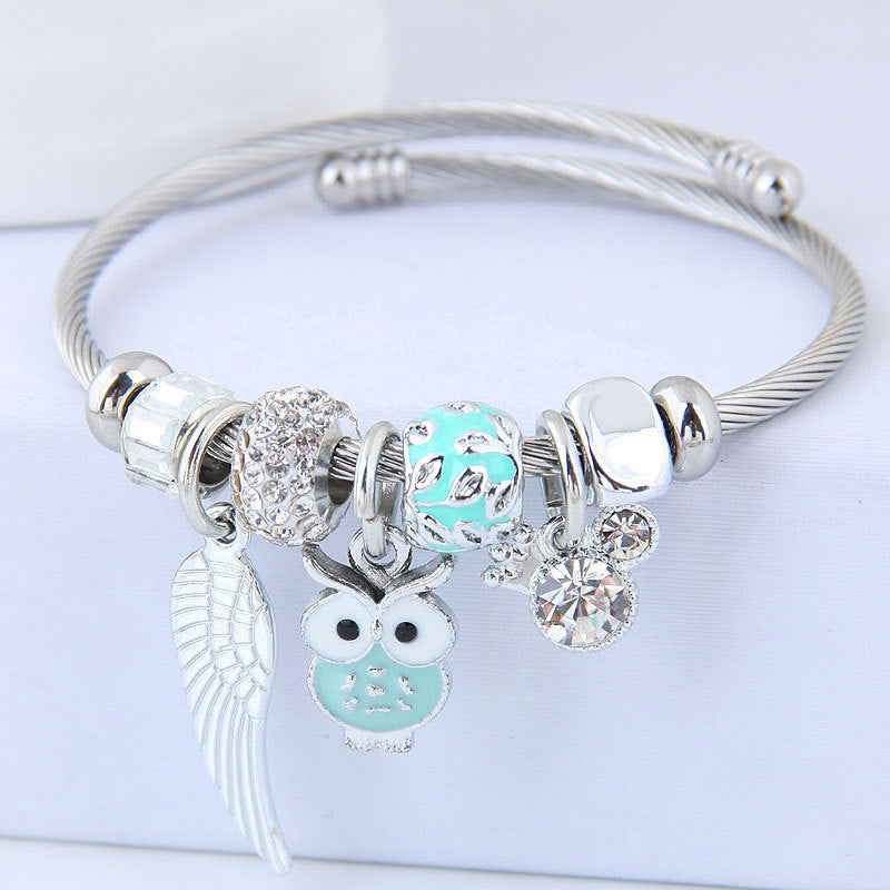 Bracciale in acciaio inossidabile con ciondolo a forma di ali d'angelo con perline fai da te - Ciondolandia