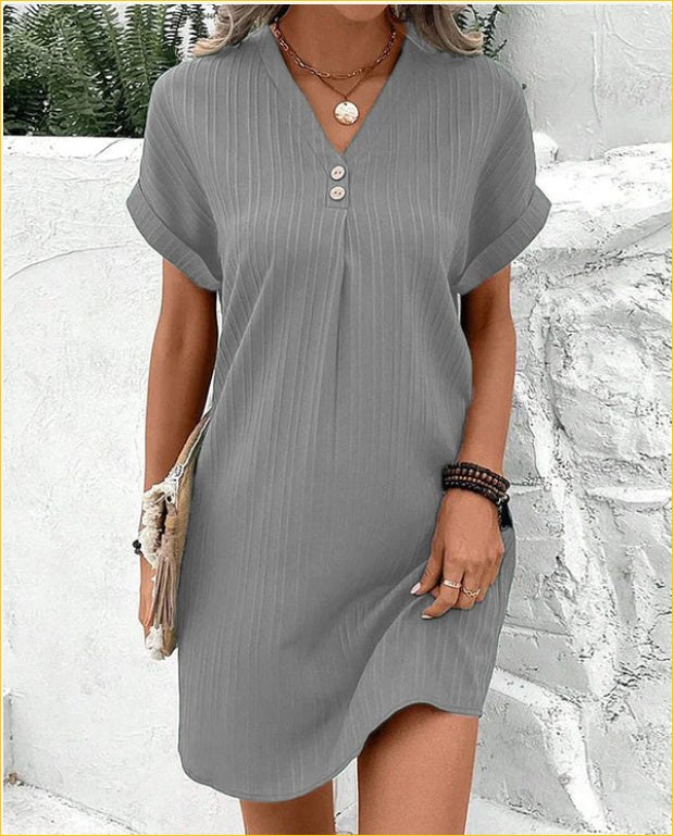 Casual striped button down dress.