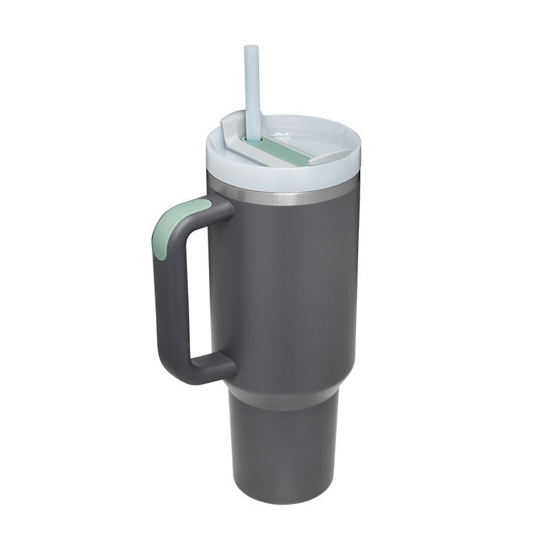 Tazza termica da 1200ml con manico, cannuccia, isolato, in acciaio inossidabile,