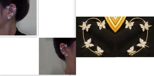 Orecchini alla moda con clip a farfalla e gancio per l'orecchio - Ciondolandia