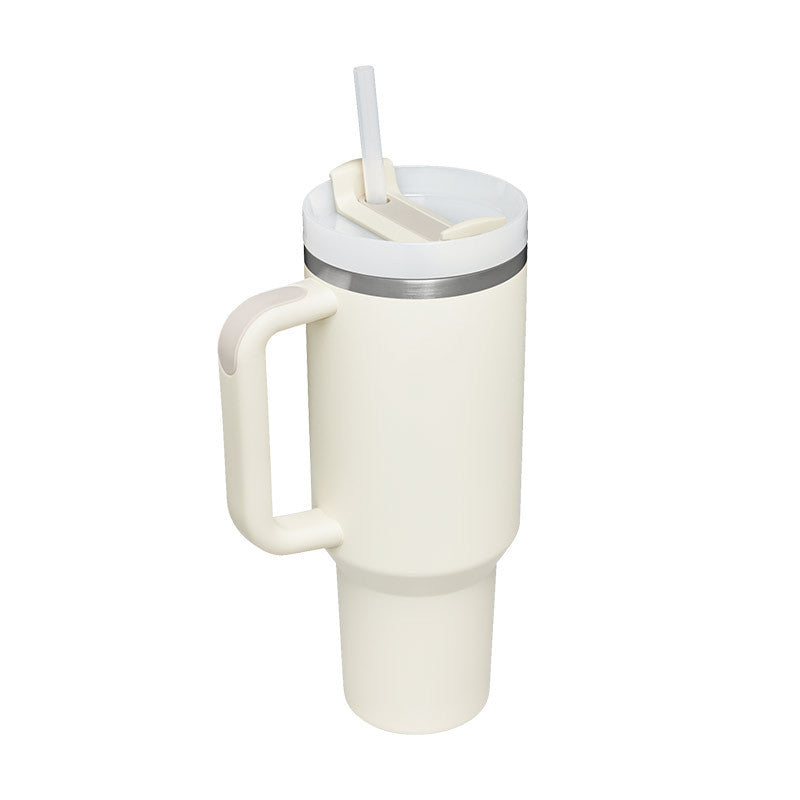 Tazza termica da 1200ml con manico, cannuccia, isolato, in acciaio inossidabile,