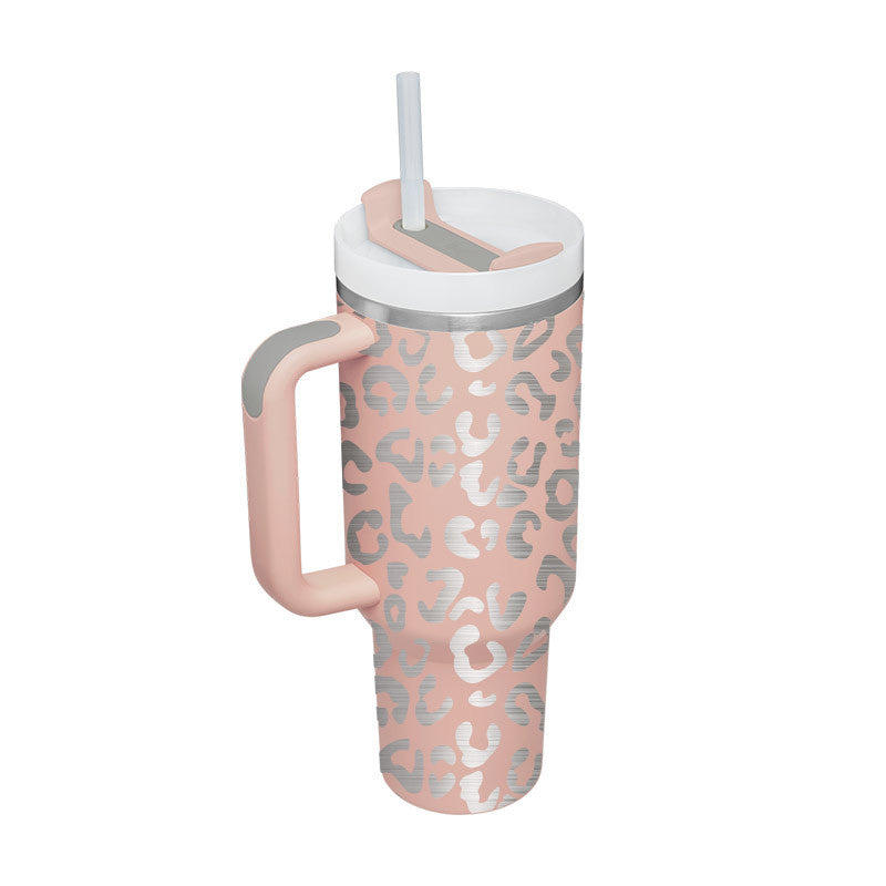 Tazza termica da 1200ml con manico, cannuccia, isolato, in acciaio inossidabile,