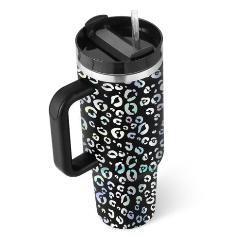 Tazza termica da 1200ml con manico, cannuccia, isolato, in acciaio inossidabile,