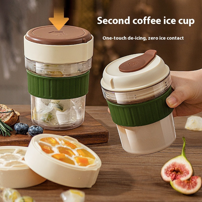 Tazza da caffè freddo da 500 ml con vaschetta per cubetti di ghiaccio, a prova di perdite