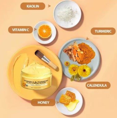 Maschera viso vitamina C, caolino e curcuma