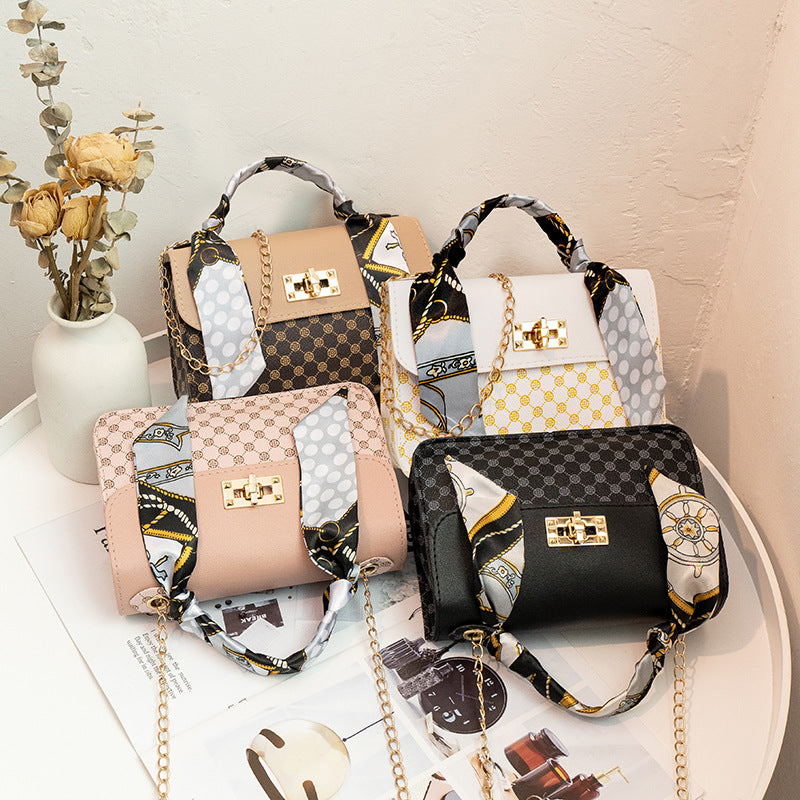 Borsa con sciarpa di seta stampata alla moda monospalla - Ciondolandia