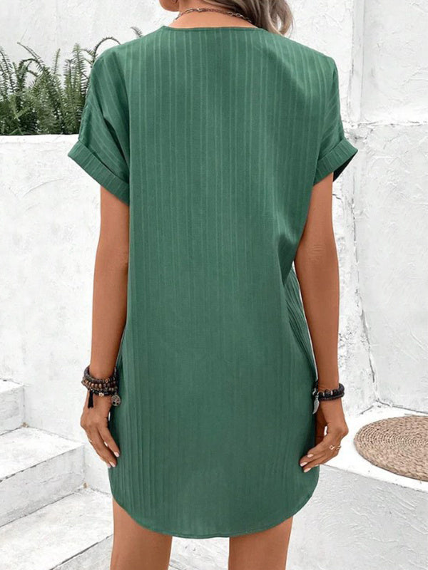 Casual striped button down dress.