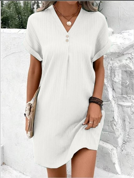 Casual striped button down dress.