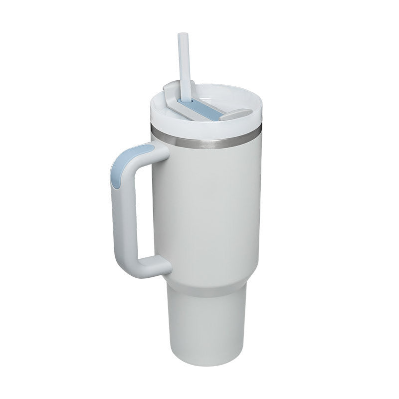 Tazza termica da 1200ml con manico, cannuccia, isolato, in acciaio inossidabile,