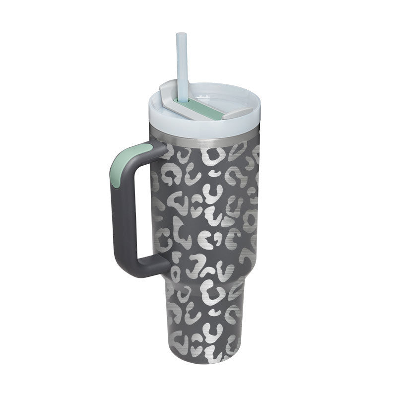 Tazza termica da 1200ml con manico, cannuccia, isolato, in acciaio inossidabile,