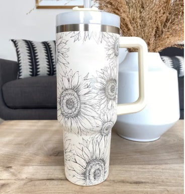 Tazza termica da 1200ml con manico, cannuccia, isolato, in acciaio inossidabile,